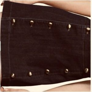Michael Kors Button-Front Denim Mini Skirt